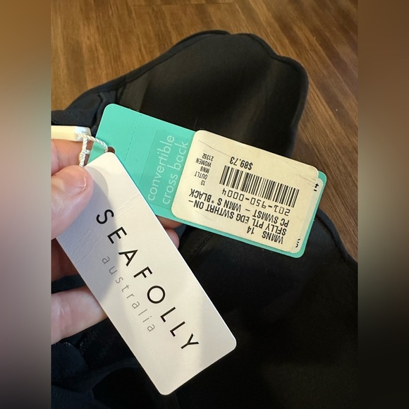 NWT Seafolly Women's Petal Edge Sweetheart One Piece Swimsuit black size US 10 - Picture 7 of 8